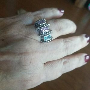 Blue, Pink & Purple Costume Jewelry Size 7 1/2